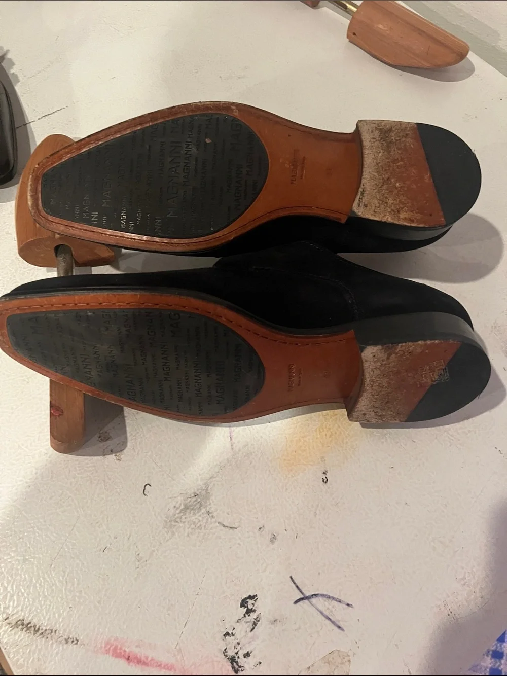 Magnanni Black Suede Double Monk Strap Dress Shoes